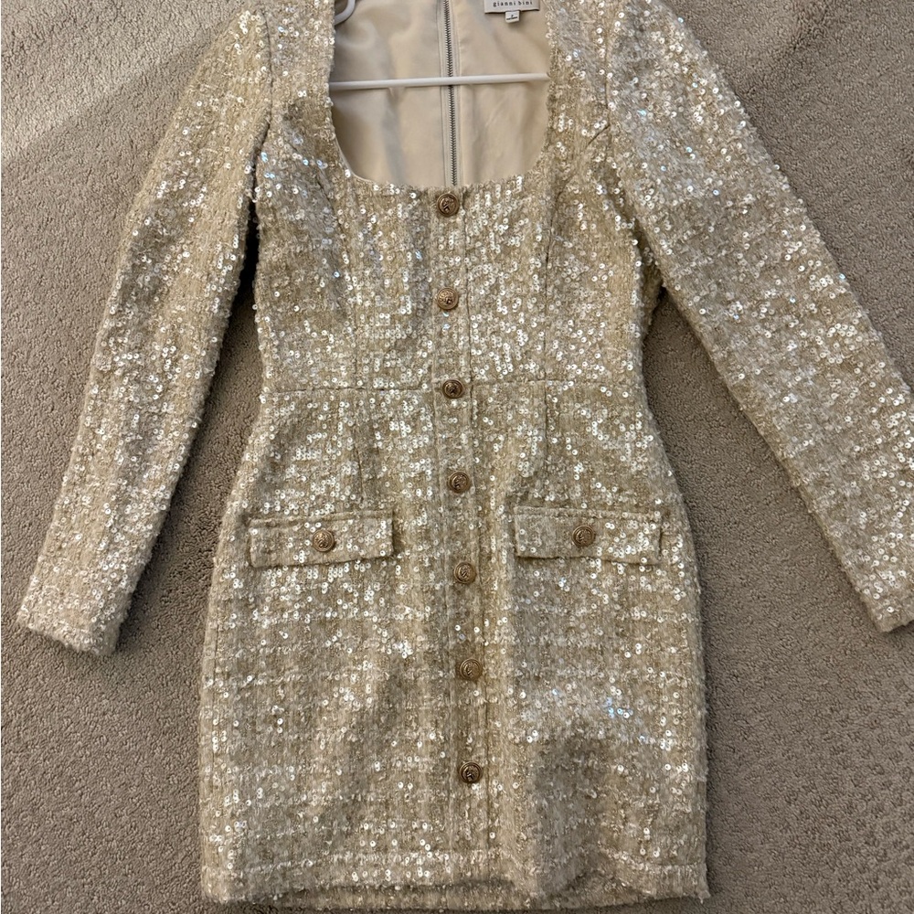 Gianni Bini Cream Sequin Dress